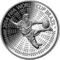 Футбол 2013 год 100 рублей Спорт "Чемпионат мира по футболу 2014 года. Бразилия" Сертификат. Футляр