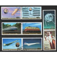 Виды транспорта КНДР 1987 год серия из 8 марок в 4-х сцепках