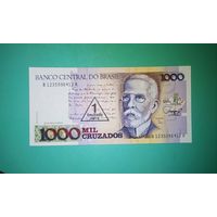 Банкнота 1000 крузадо (1986 г.)/ 1 крузадо ново  (1989 г.) Бразилия