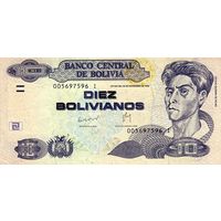 Боливия 10 боливиано образца 1986 года UNC p238 серия I