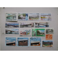 Набор из 16 марок по теме "Мосты" без повторов