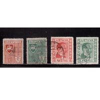 Литва-1936 (Мих.408-411)  гаш.   , Стандарт, Герб, Президент, 4 марки