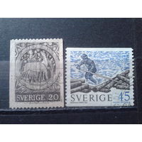 Швеция 1970 Стандарт: фреска в кирхе и плотогон Полная серия