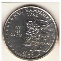 25 центов 2000 г. Нью-Гэмпшир. "D"
