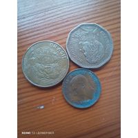 Чили 50 песо 1995, Великобритания 1 фартинг 1947, Бразилия 25 центов 2004 -9