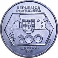 Португалия 200 эскудо, 1991 Навигация на запад UNC