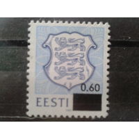 Эстония 1993 Стандарт, герб. Надпечатка 0,60**