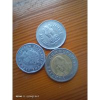 Восточные Карибы 5 центов 2008, Индия 1 рупия 2000, Турция 1 лира 2005 -10