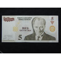 Турция 5 новых лир 2005г.
