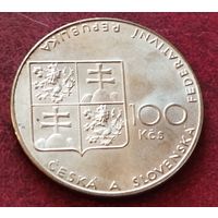 Серебро 0.500! Чехословакия 100 крон, 1990 100-ые скачки в Пардубице