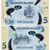 Соломоновы острова 5 долларов 2019 год  UNC  (полимер)