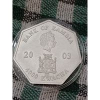 Замбия 4000  квача 2003 серебро календарь