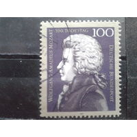 Германия 1991 Моцарт, марка из блока Михель-2,4 евро гаш.