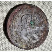 Монета 5 копеек 1767 года Екатерина  ll.пятак медь.
