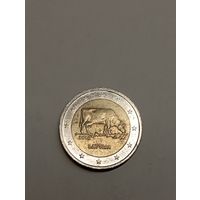 2 евро 2016 Латвия (Латвийская бурая корова) сталь 1
