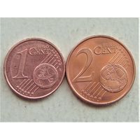 Финляндия 1 евроцент 1999 и 2 евроцента 2006