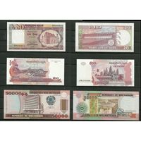 6 банкнот мира UNC c 1 рубля.