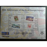 Мальта 2006 50 лет маркам Европа, блок