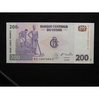 Конго 200 франков 2007г.UNC