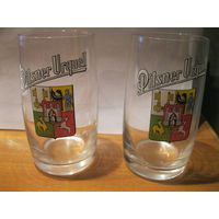 Пара коллекционных пивных стаканов (бокалов) Pilsner Urquell. Чехословакия, конец 70-х годов прошлого столетия.