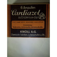 Старинная оригинальная аптечная упаковка Cardiazol 6 Ampullen zu 1,1ccm.Немецкой фирмы KNOLL A.-G. Начало XX-го века.