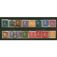 Король Густав V. Стандартный выпуск. Швеция. 1921-1936. Серия 16 марок