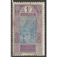 Французская Гвинея. Горный ландшафт. 1913г. Mi#63. Сине-фиолетовая.