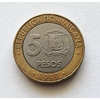 Доминикана 5 песо, 1997 50 лет Центробанку