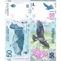 Аргентина 50 песо 2018 год  UNC  (Андский кондор)