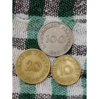 Саар лот 3 штук 10,20,100 франков 1954,1955