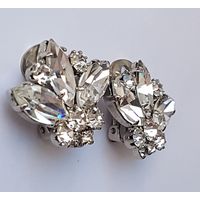 Серьги клипсы, сияющие кристаллы, Богемия, 50-е годы