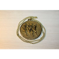Спортивная, латунная медаль,  Германия, диаметр 9 см.