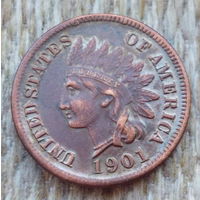 США 1 цент 1901 года. Состояние!