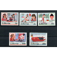Либерия - 1987 - Зимние Олимпийские игры 1988г. в Калгари - [Mi. 1355-1359] - полная серия - 5 марок. MNH.