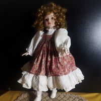 Кукла - барынька фарфорово- - набивная. Немецкий винтаж. 45 см.