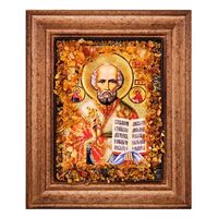 Икона Николай Чудотворец с янтарной крошкой