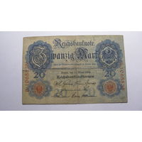 Германия 20 марок 1906 г. Ro 24 b  ( 7 цифр в номере )