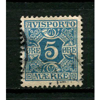Дания - 1907 - Расчетная газетная марка 5Ore. Verrechnungsmarken - [Mi.2V x] - 1 марка. Гашеная.  (Лот 66BW)