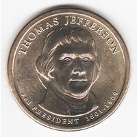 1 доллар США 2007 год 3-й Президент Томас Джефферсон двор D _состояние aUNC