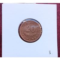 Мозамбик 20 сентаво, 1949-1950. Монета в холдере!