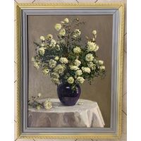 Бржозовский Г.Ф "Белые розы", 1975г. Холст, масло. Размер 80х60 см.