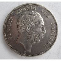 Саксония 5 марок 1875 , серебро   .110-15-105