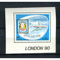 Лаос - 1990 - Авиация. Международная филателистическая выставка STAMP WORLD LONDON 90 - [Mi. bl. 132] - 1 блок. MNH.  (LOT V51)
