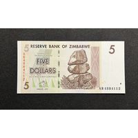 Зимбабве 5 долларов 2007 года (UNC)