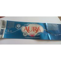 Этикетка от напитка "Aura", 1,5 литра (л) , Лидский пивзавод