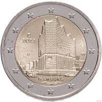 2 евро 2023 Германия Гамбург, дворы A G F D J UNC из ролла