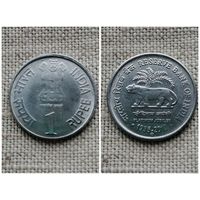 Индия 1 рупия 2010 75 лет Резервному банку Индии Тигр/FA