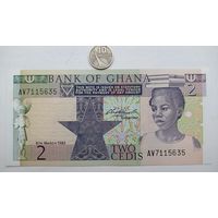 Werty71 Гана 2 седи 1982 UNC банкнота