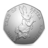 Великобритания 50 пенсов, 2017 150 лет со дня рождения Беатрис Поттер, Кролик Питер UNC