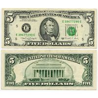 США. 5 долларов (образца 1988 года, 1988A, E, Вирджиния, P481b)